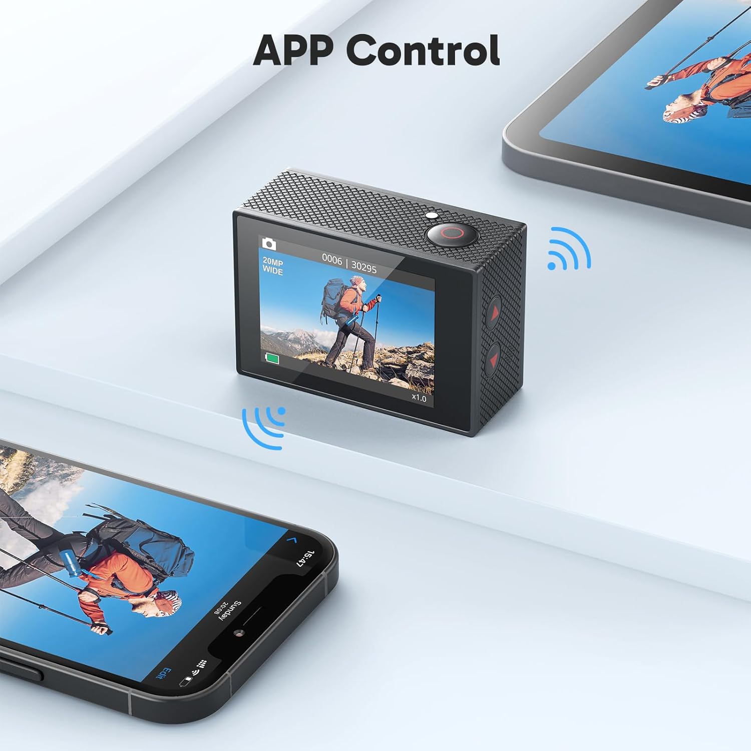 AKASO EK7000 4K30fps Action Camera with 64GB MicroSDXC U3 Memory Card Accessories Kit Bundle Ultra HD 131FT Waterproof Underwater Camera EIS WiFi Remote Control 4X Zoom, Black - Image 7