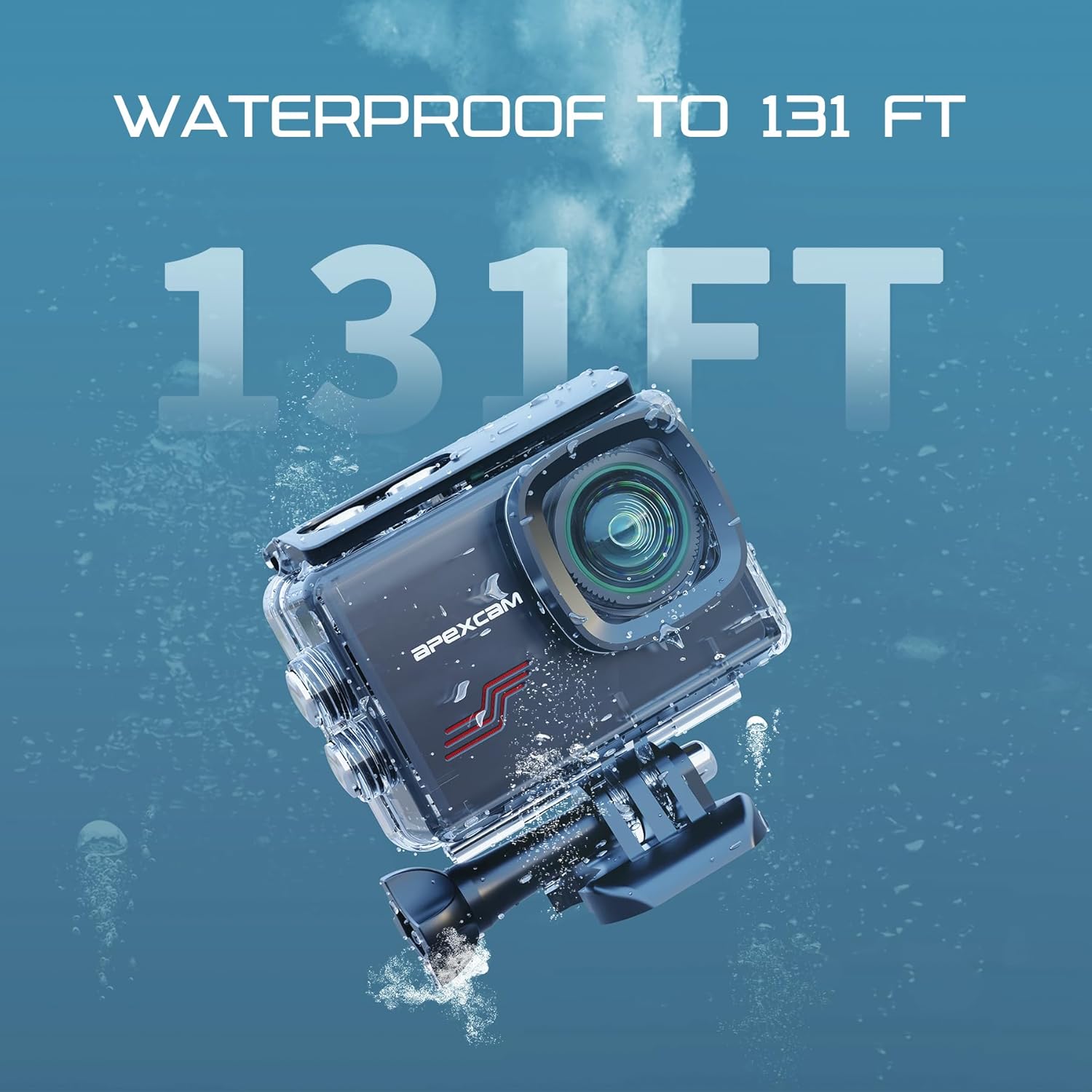 Apexcam Action Camera 4K Touch Screen, 131FT Waterproof Camera Underwater, 60FPS 64MP Sports Camera Helmet for Vlog, 170 ° WiFi Camcorder, 8X Zoom, Remote Control, 64GB Card,Mount Accessories - Image 6