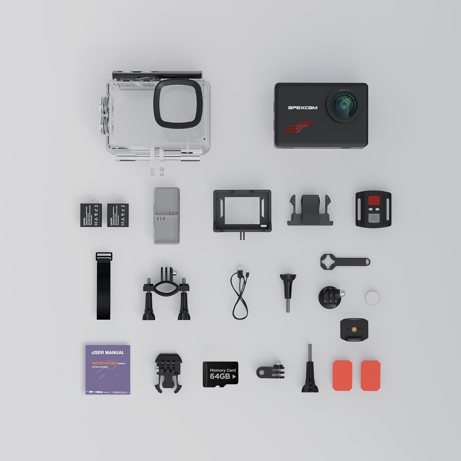 Apexcam Action Camera 4K Touch Screen, 131FT Waterproof Camera Underwater, 60FPS 64MP Sports Camera Helmet for Vlog, 170 ° WiFi Camcorder, 8X Zoom, Remote Control, 64GB Card,Mount Accessories - Image 7